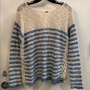 Cotton Knit Sweater with Crochet Sides